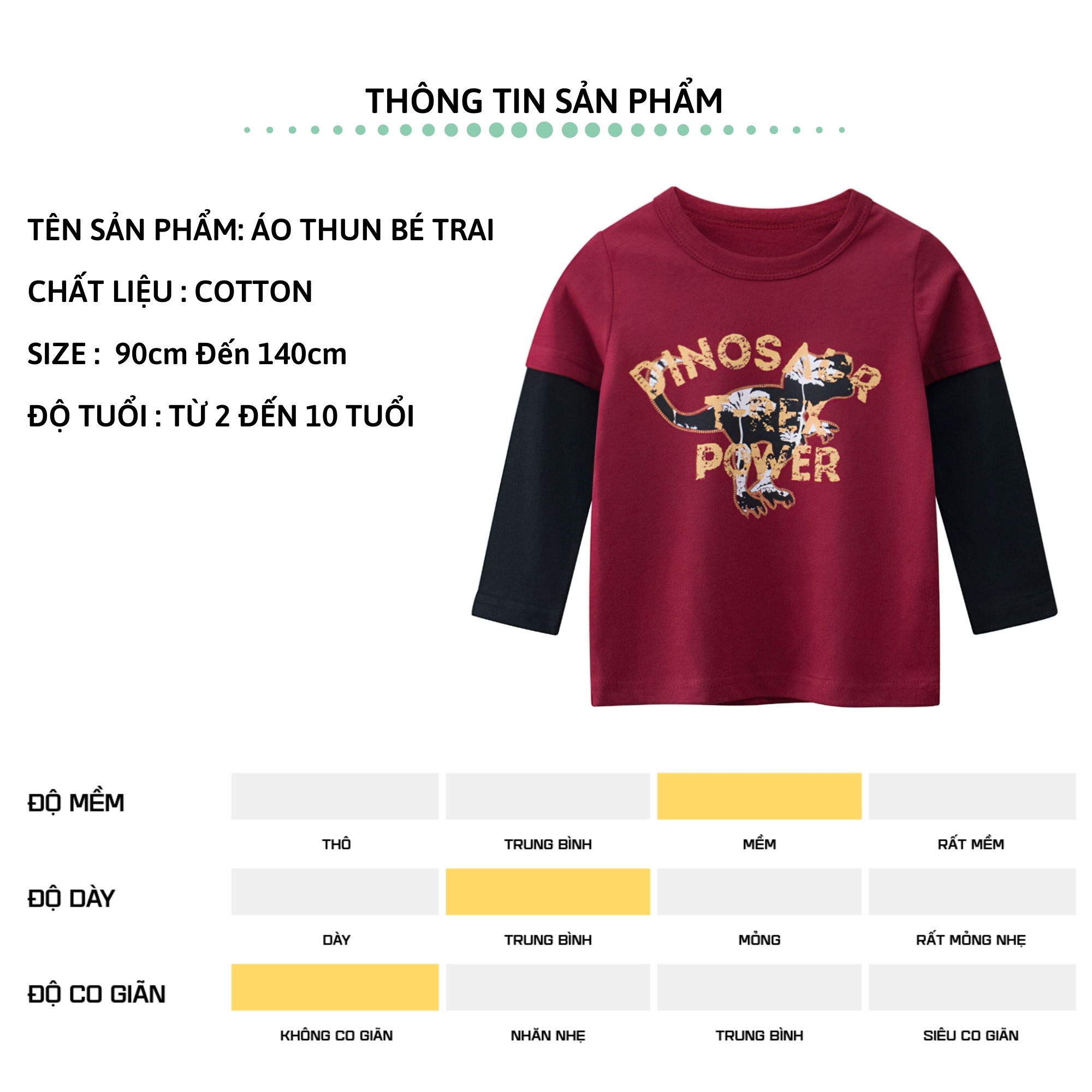 Áo thun dài tay bé trai 27Kids áo thu đông nam 100% Cotton cho trẻ từ 2-10 tuổi BLTS5