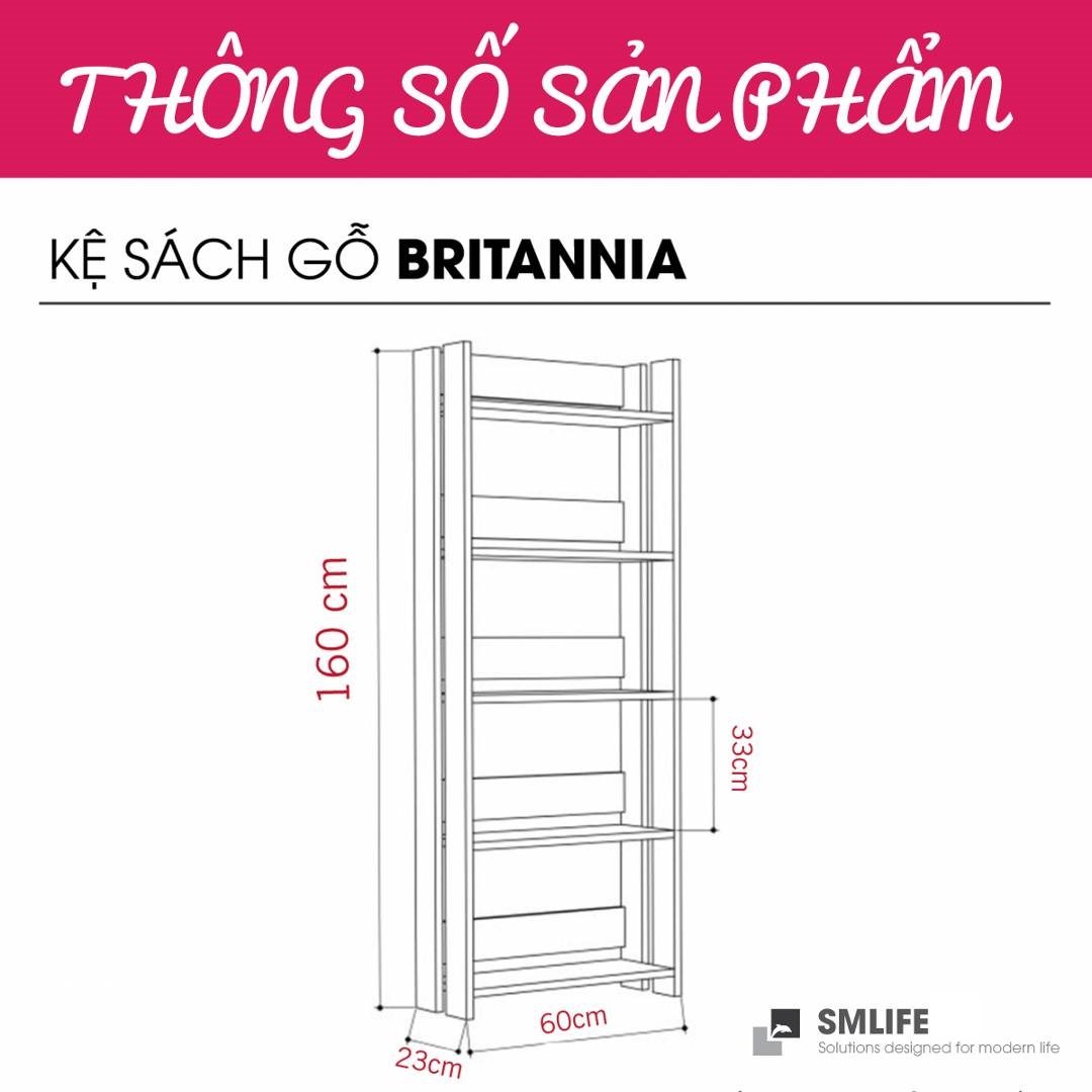 Kệ sách gỗ hiện đại SMLIFE Britannia