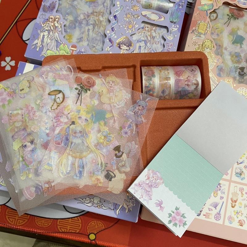 Hộp 3 Cuộn Washi Tape, 8 Tệp Sticker Và 1 Sổ Tay AA08