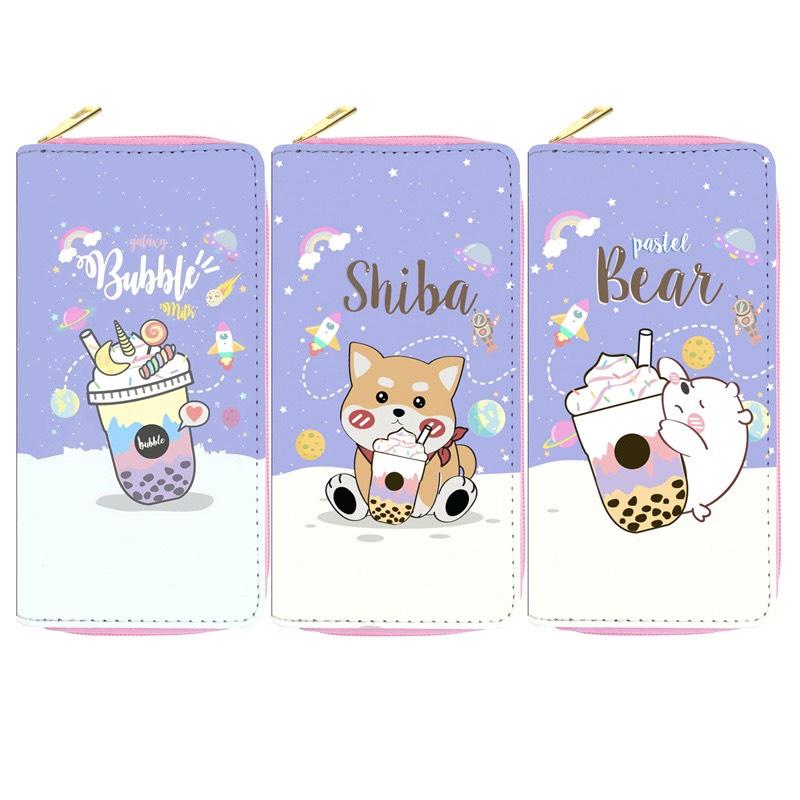 Bóp Ví Cầm Tay Ví Dài Khóa Kéo Nữ Nhiều ngăn Hình Pet Trà sữa đáng yêu Siêu Cute Cho Bạn Gái