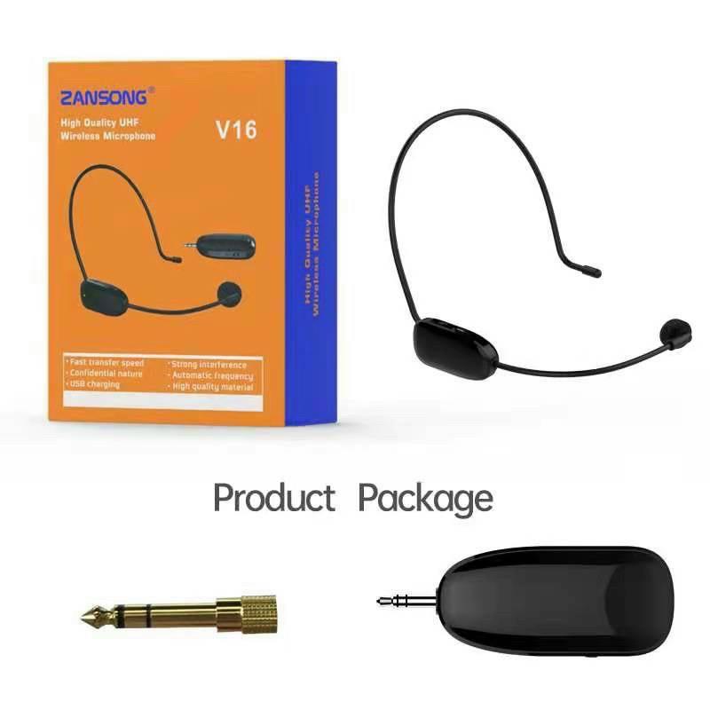 Micro không dây đeo tai Zansong V16 - Phù hợp cho mọi thiết bị, hỗ trợ thuyết trình, giảng dạy, bán hàng, du lịch bh 12t