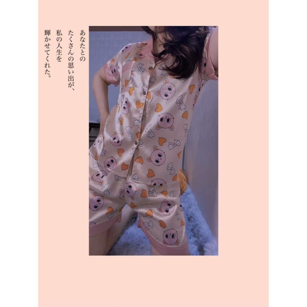 Đồ Ngủ Nữ, Bộ Pijama Satin Tay Ngắn Siêu Xinh - Hàng Hàn Quốc, Mặc Là Xinh 2