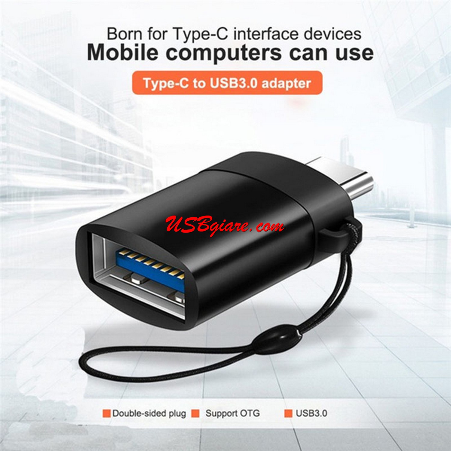 Bộ Chuyển Đổi Type-C Sang USB3.0 OTG - có móc treo cao cấp