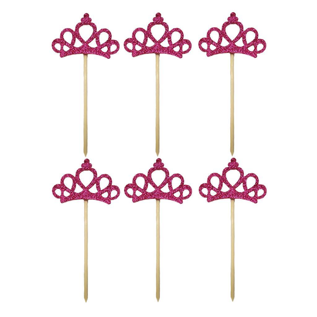 6 Pieces/set Felt Crown Shape Cake Toppers Baby Shower Birthday Wedding Cake Picks Cake Centerpieces