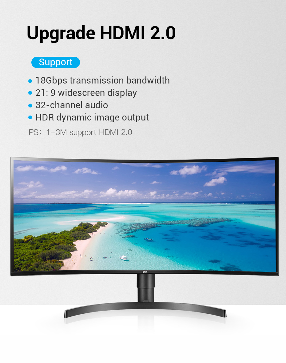 Cáp HDMI chuẩn 2.0 chất lượng  4K 60Hz Vention dây cáp HDMI tốc độ cao chuyên dụng dành cho 1080P 3D TV LCD/màn hình máy chiếu PS4/Xbox/Máy tính/Laptop - Hàng chính hãng