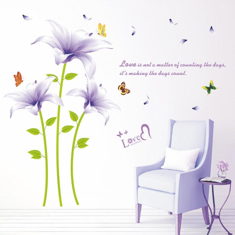 Decal dán tường hoa ly tím XL8106