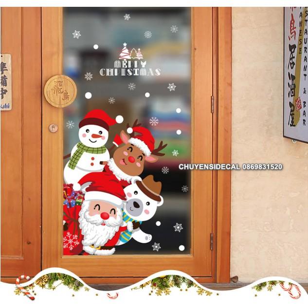 Decal trang trí tường Noel - 4 Noel Trắng Đỏ Xin Chào