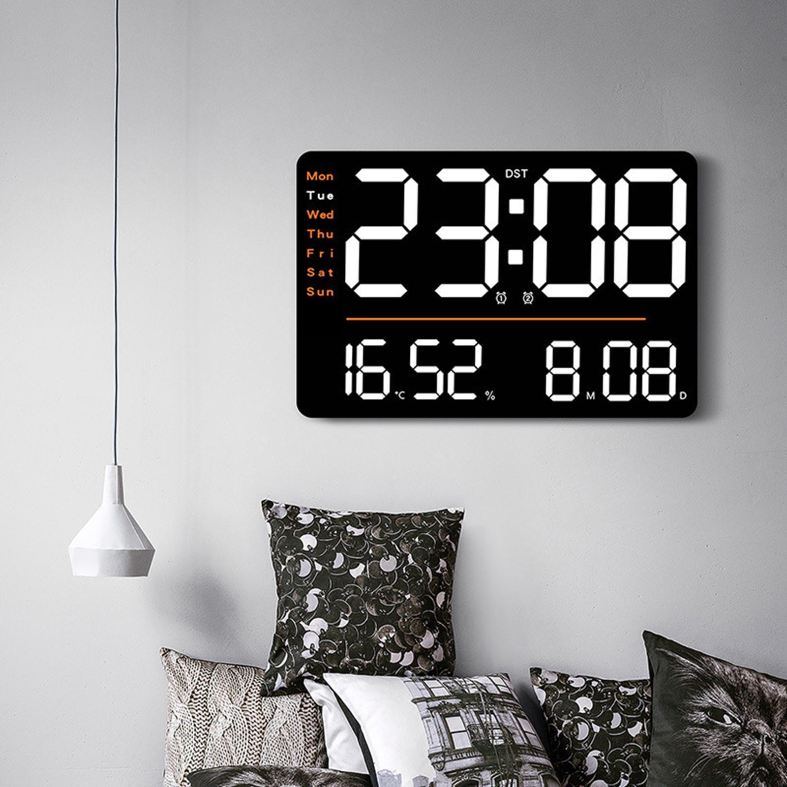 Digital Wall Clock Large Display Big Clock Wall Decor Decorations Rectangle Alarm Clock with Date LED Wall Clock for Bedroom