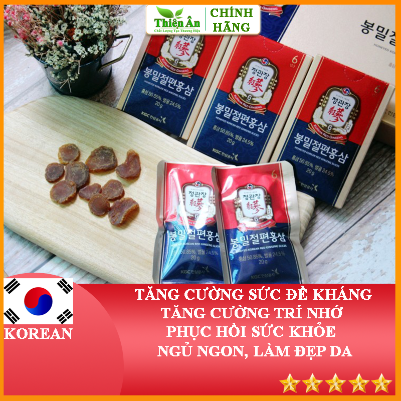 Hồng Sâm Cắt Lát Tẩm Mật Ong KGC 120g (6 gói x 20g)