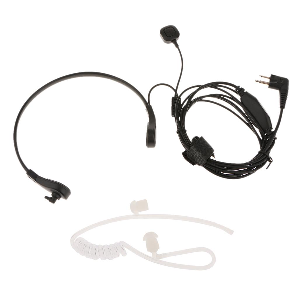 Throat Mic Covert Acoustic Tube Earpiece Headset PTT for Motorola GP88