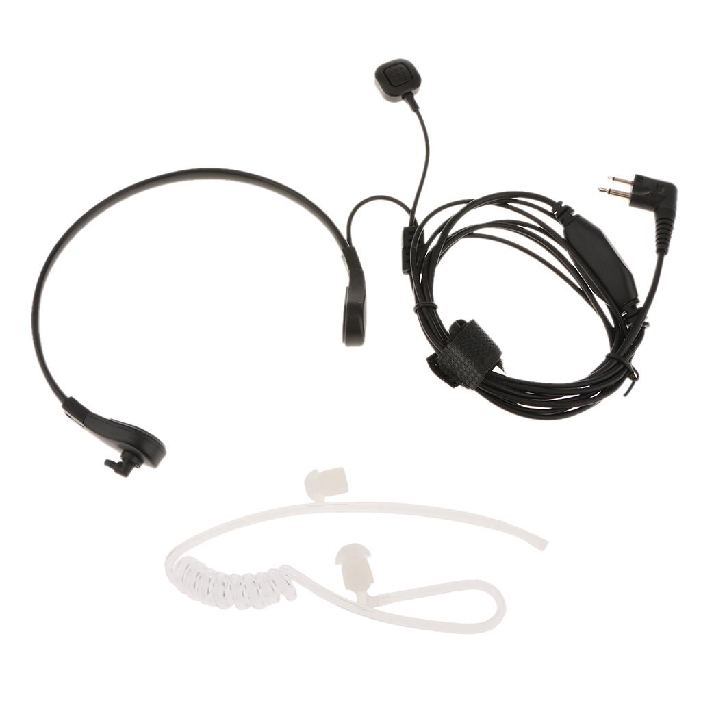 Throat Mic Covert Acoustic Tube Earpiece Headset With Finger Ptt Compatible For 2 Pin Two Way Radio Walkie Talkie Motorola P88, Cp040. Cp100, Cp110, Cp125, Cp150, Cp200, Cp250, Cp300