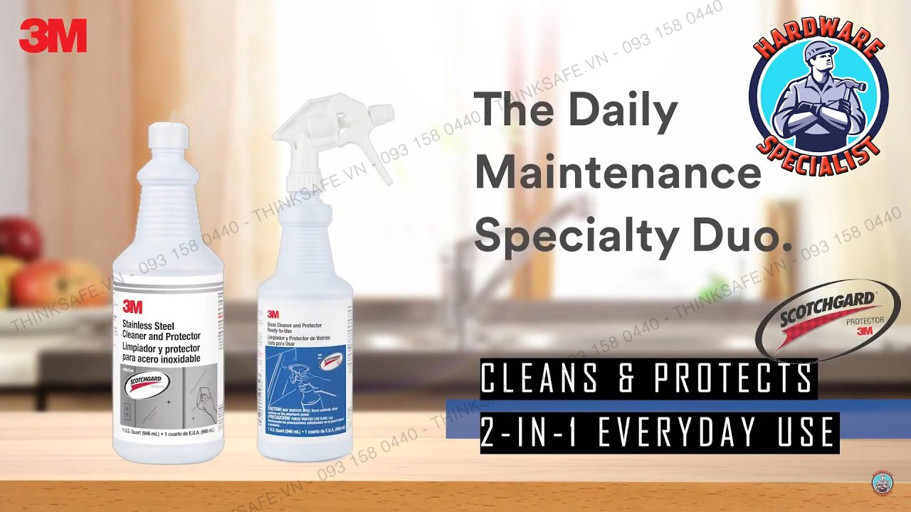 Chai Tẩy Rửa Bảo vệ Inox, Thép không gỉ 3M Stainless Steel Cleaner and Protector Scotchgard
