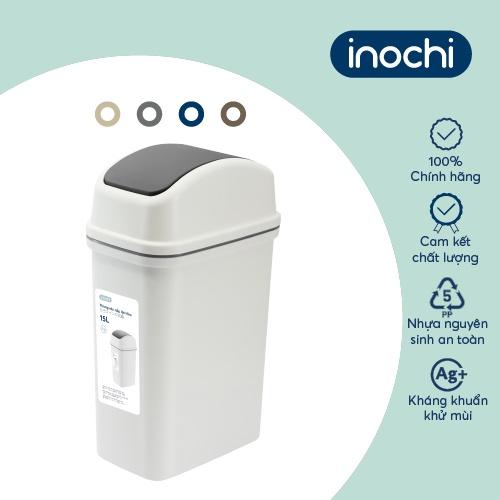 Thùng rác nắp lật Inochi - Hiro 15L Thân Trắng kem + Nắp Ghi sữa/ Xanh chàm/ Nâu café/ Be sữa