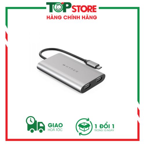 Cổng Chuyển Hyperdrive Dual 4K HDMI USB-C Hub For Macbook M1 HDM1- Hàng Chính Hãng