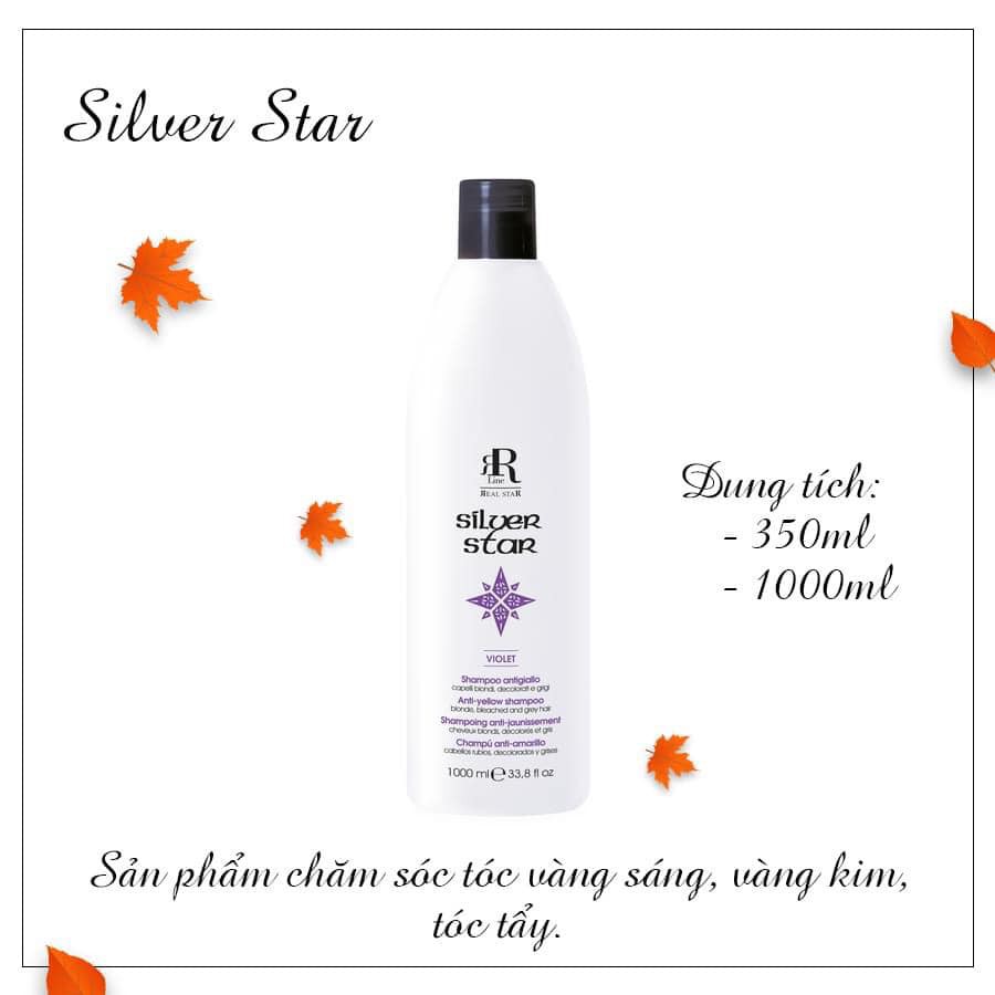 Dầu gội tím khử vàng, chăm sóc tóc vàng sáng Therapy SILVER STAR Shampo RR Line 1000ml