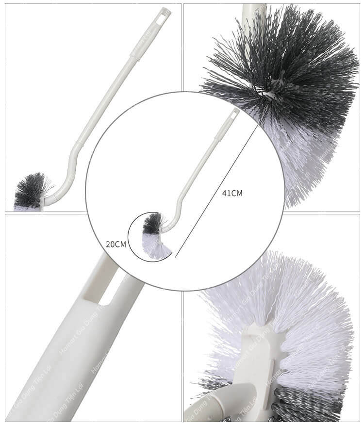 Chổi Cọ Bồn Cầu Nhà Vệ Sinh Đầu Chữ S Cong Kèm Móc Treo Chà Sạch Khe Hẹp WC Cao Cấp