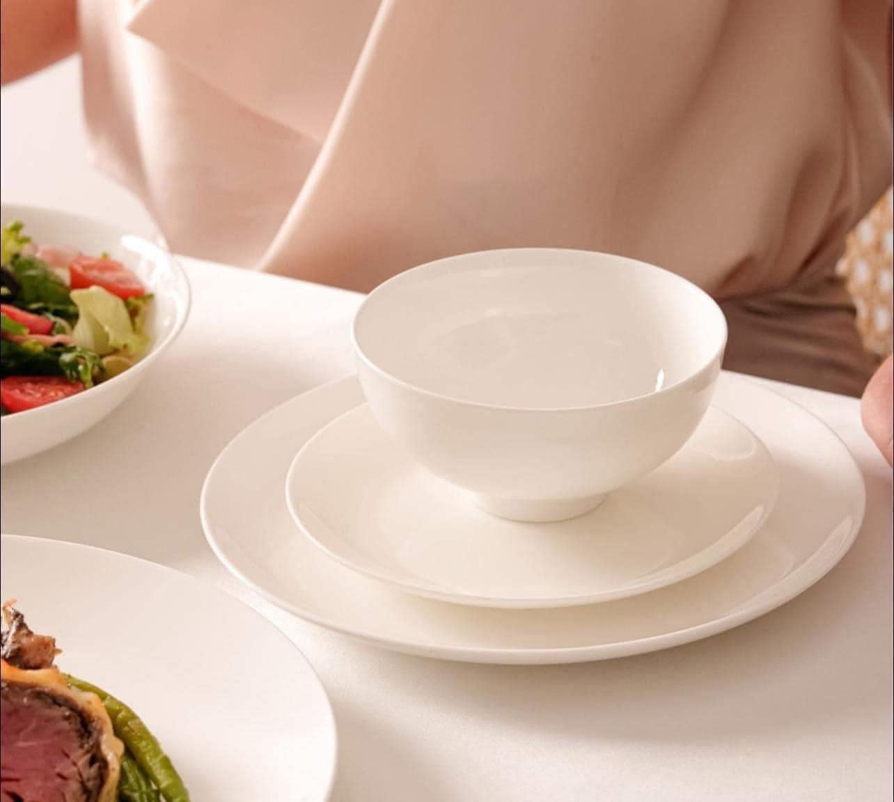 Set bát sứ Imperial 50 món trắng trơn Hàng chính hãng
