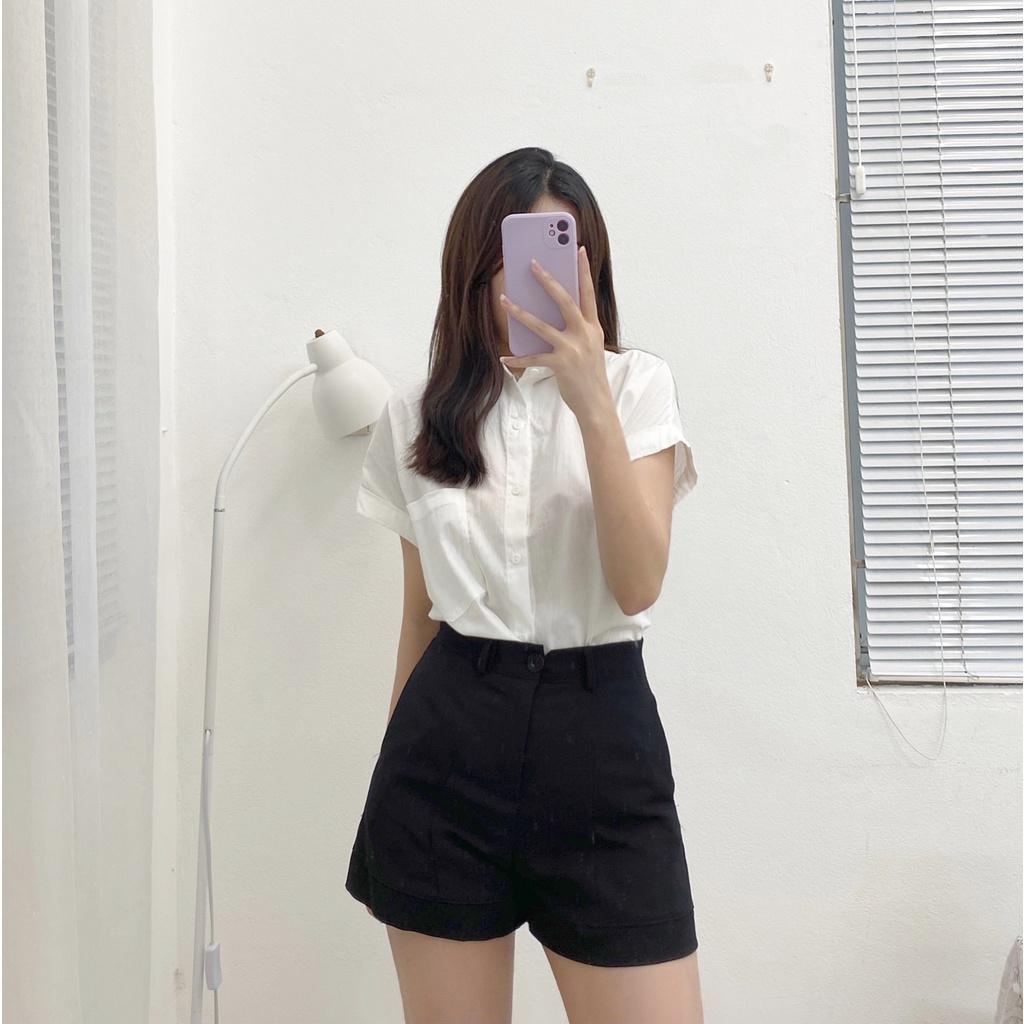 Áo sơ mi trắng tay gập Hàn Quốc