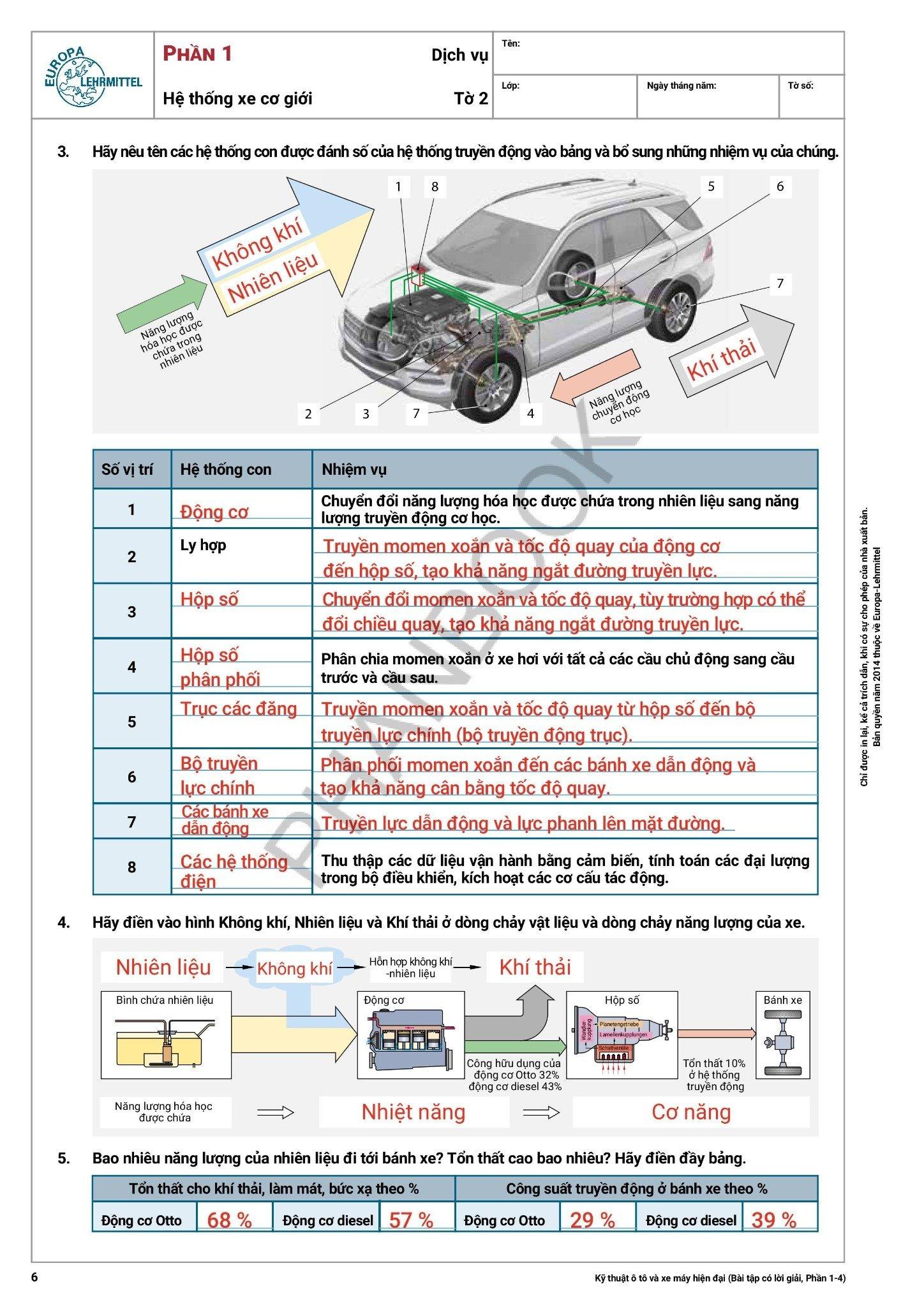 Sách - Kỹ Thuật Ô Tô Và Xe Máy Hiện Đại - Bài Tập Có Lời Giải