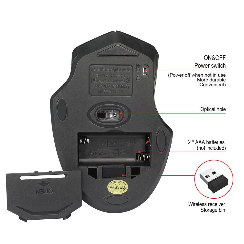 Chuột không dây YWYT G838 2.4GHz chơi game 2400DPI tiện dụng cho máy tính xách tay