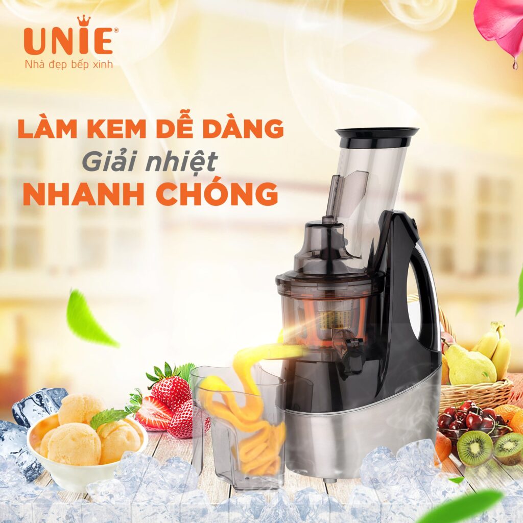 Máy Ép Chậm UNIE UE580, 240W Ép Kiệt Bã Rau Củ Quả, Hàng Chính Hãng