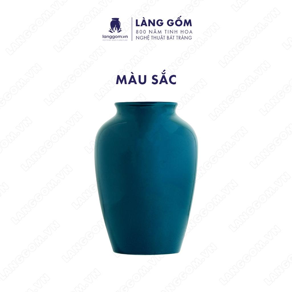 Bình hoa, lọ hoa Gốm sứ Bát Tràng cao cấp Men ngọc vai vuông cao lạnh bảo làm quà tặng, trang trí - Làng Gốm Bát Tràng