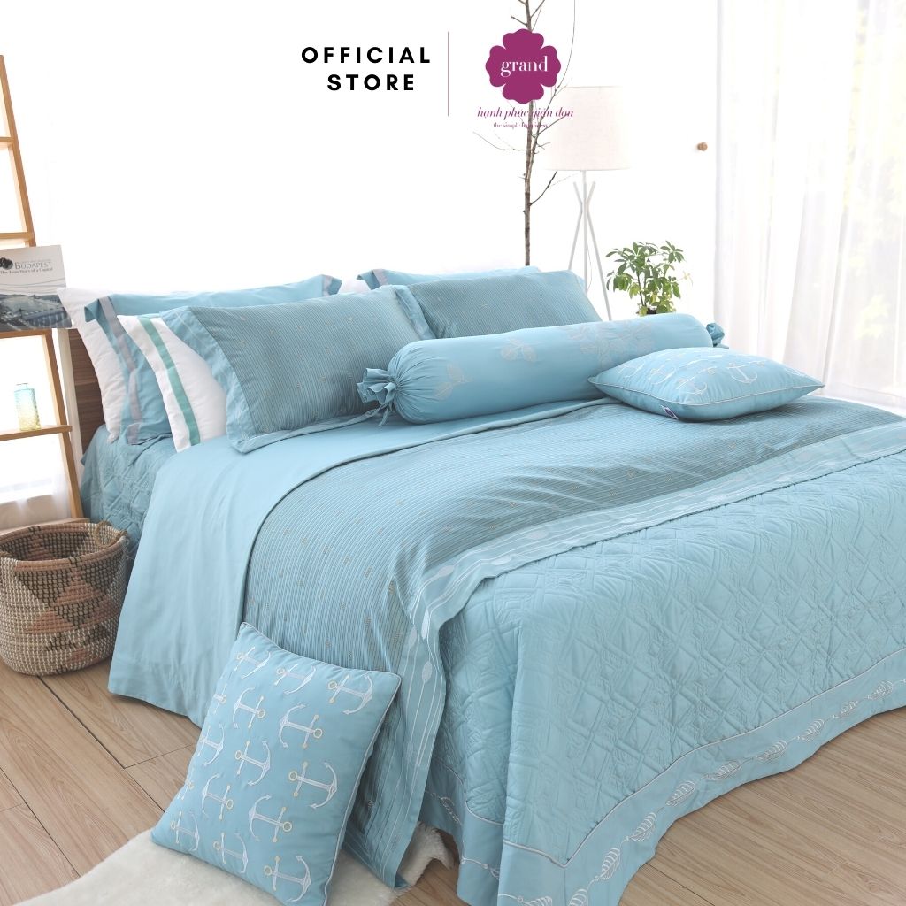 Vỏ chăn đông 100% cotton sateen by GRAND (Kích thước: 200x220), họa tiết trơn không thêu, đơn giản, sang trọng.