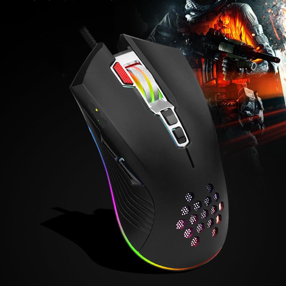 Chuột Optiacal RGB có cổng sạc USB Thiết kế tiện dụng chiếu sáng 4 cấp độ DPI với con lăn 2 ngón tay cái