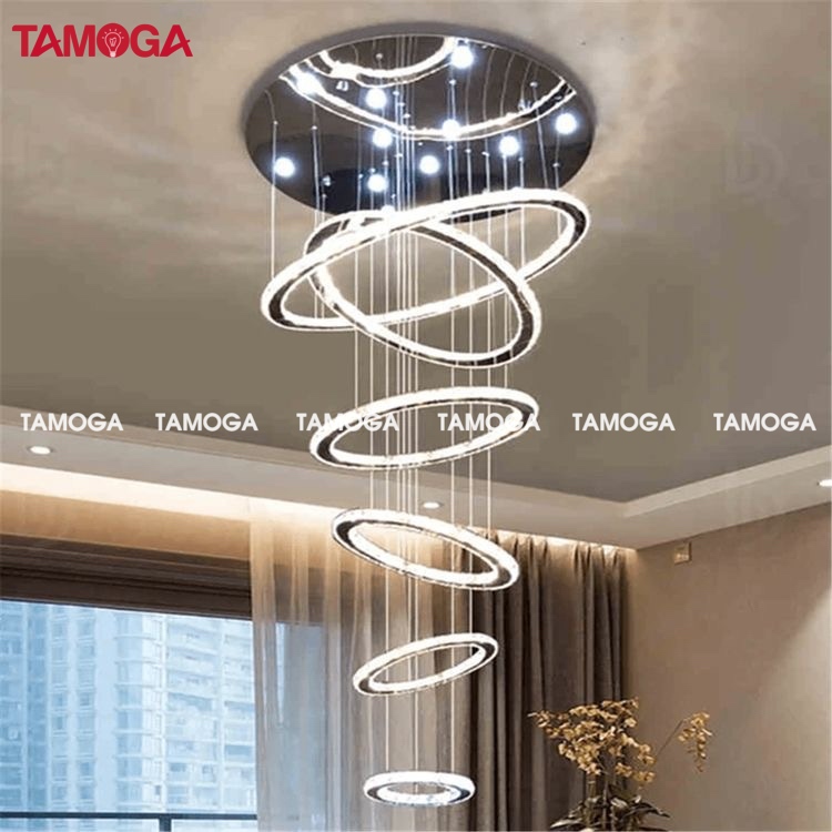 Đèn thả thông tầng Pha lê cao cấp TAMOGA HUYA 5810 Loại 6 vòng 3 Chế độ Ánh sáng