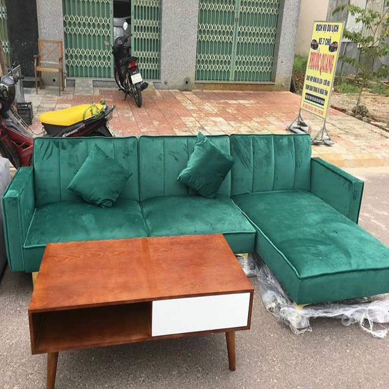 Ghế sofa góc chữ L bọc nhung