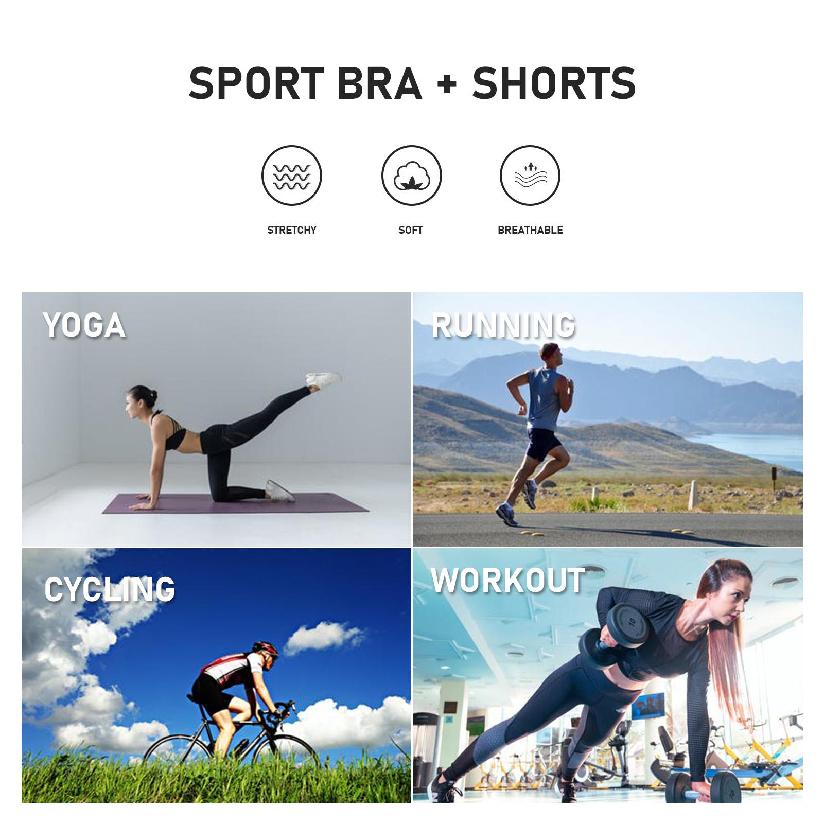 Set áo ngực thể thao và quần short lưng cao legging tiện lợi tập yoga, đạp xe, tập gym