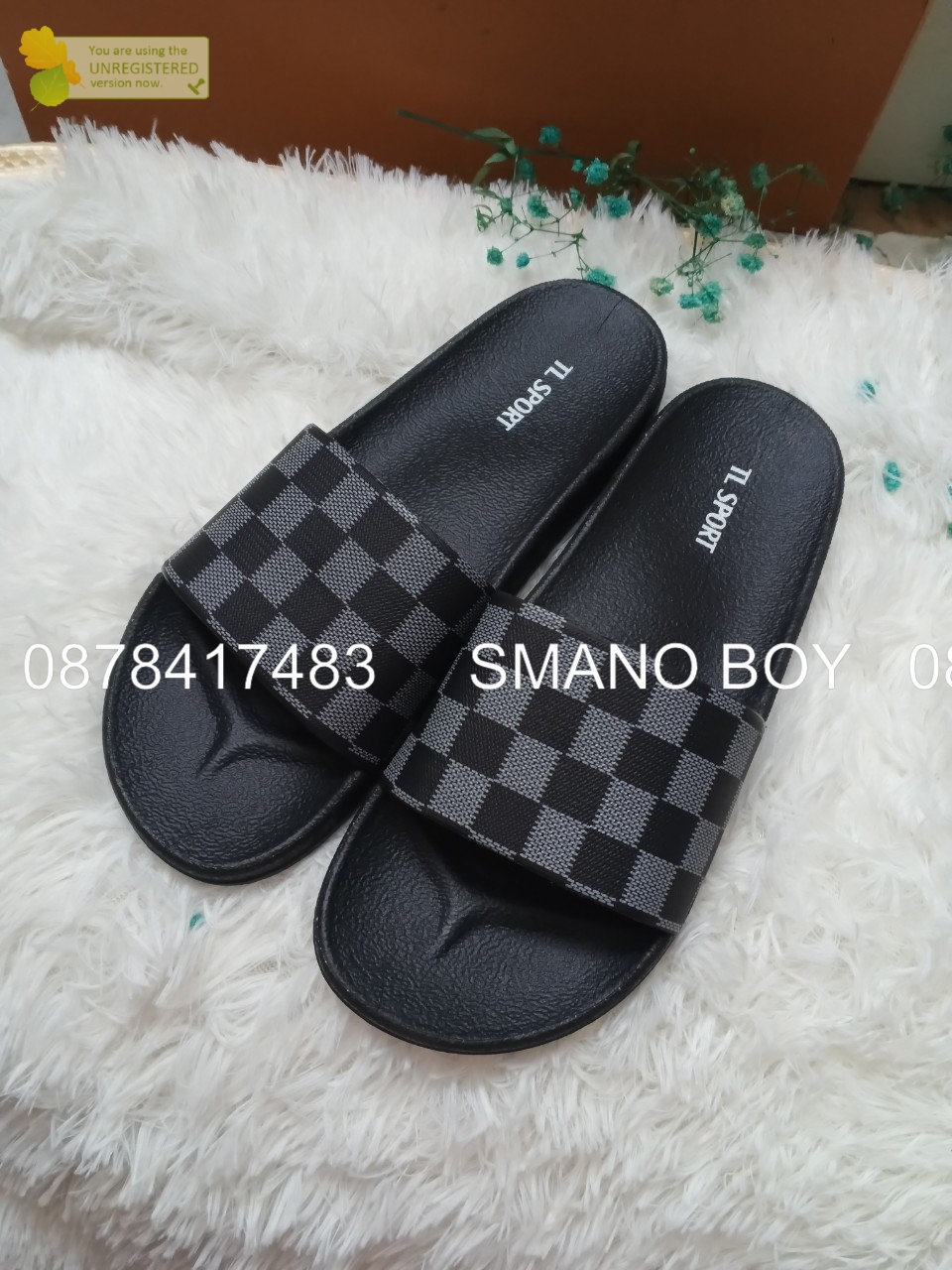 DÉP QUAI NGANG NAM NỮ UNISEX CARO ĐEN CARO NÂU SMANO HOẢ TỐC