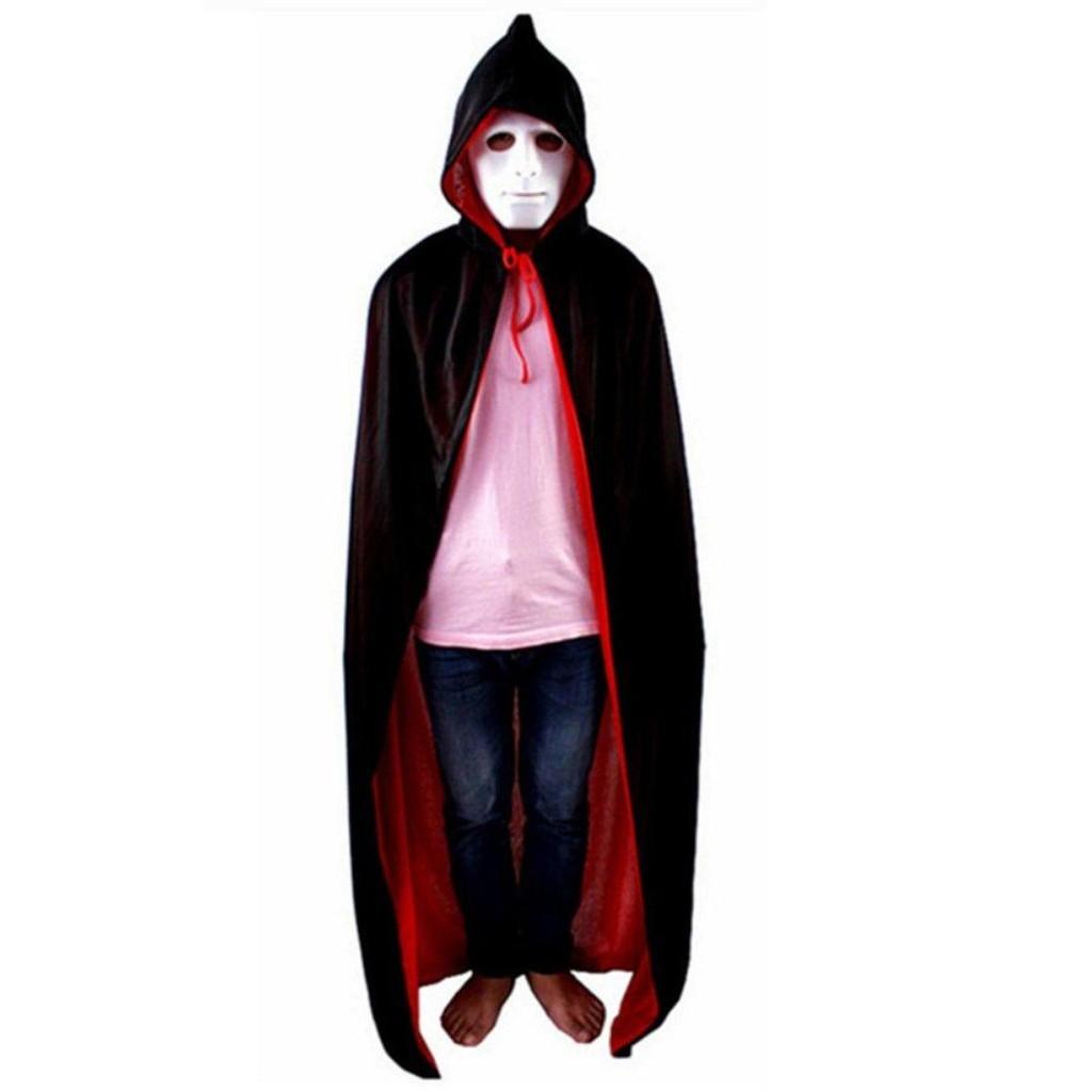 Áo choàng ma cà rồng đỏ đen có mũ dài 90cm cho bé hóa trang Halloween
