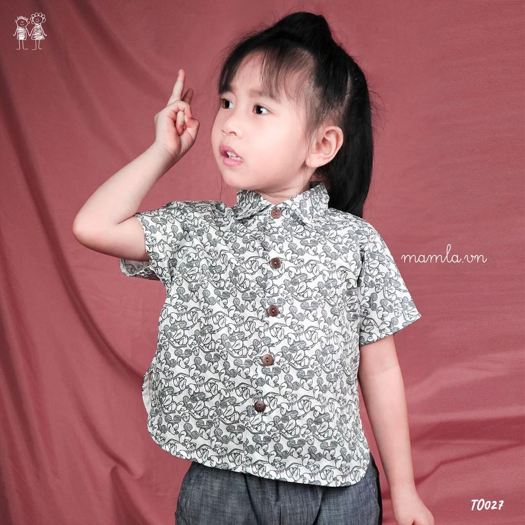 Áo sơ mi hình chuột Mickey màu xám cho bé trai và bé gái