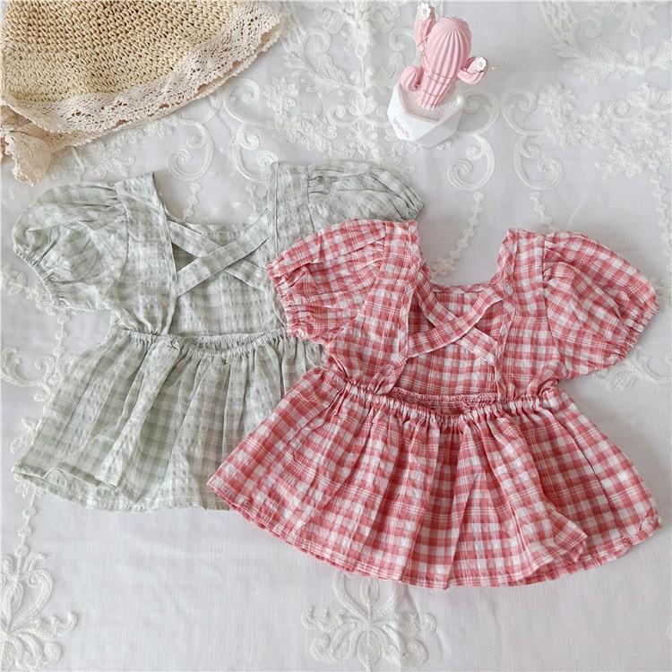 Áo babydoll , áo bé gái màu kẻ chất đẹp