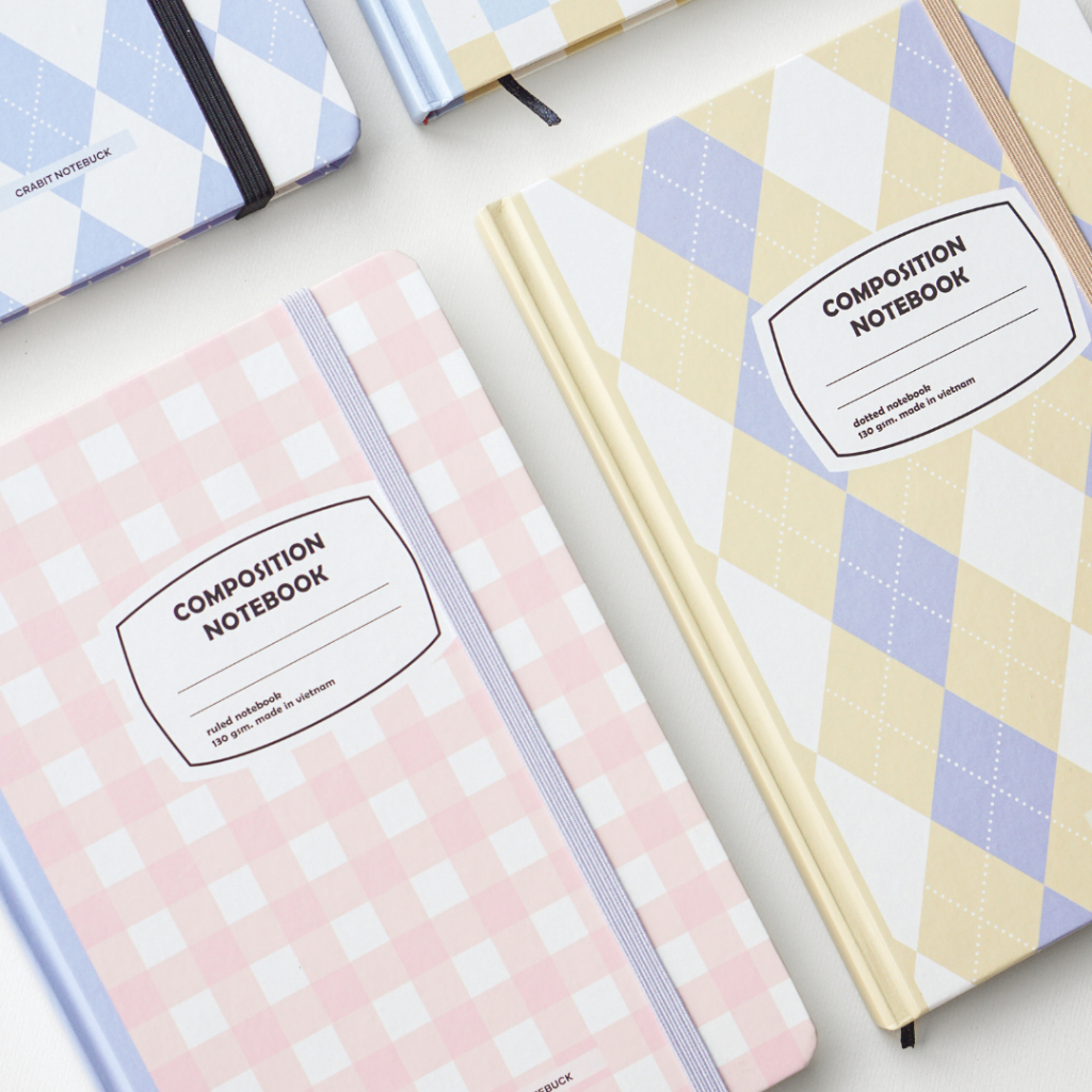 Sổ tay A5 ghi chép tiện dụng 130gsm Crabit Composition Gingham