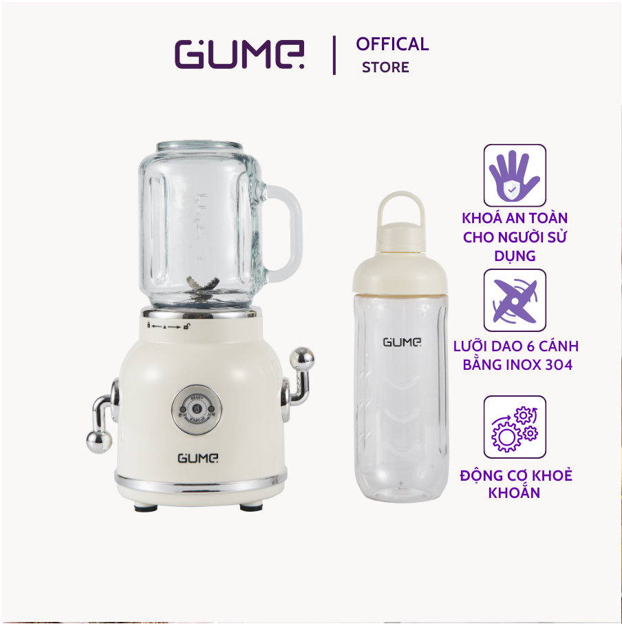 Máy xay sinh tố đa năng 2 cối 600ml Korea GMB-01 lưỡi dao 6 cánh - Hàng chính hãng