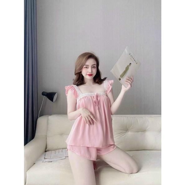 Đồ bộ đùi cánh tiên phối ren satin cao cấp, Đồ mặc nhà- Phươngaliceshop