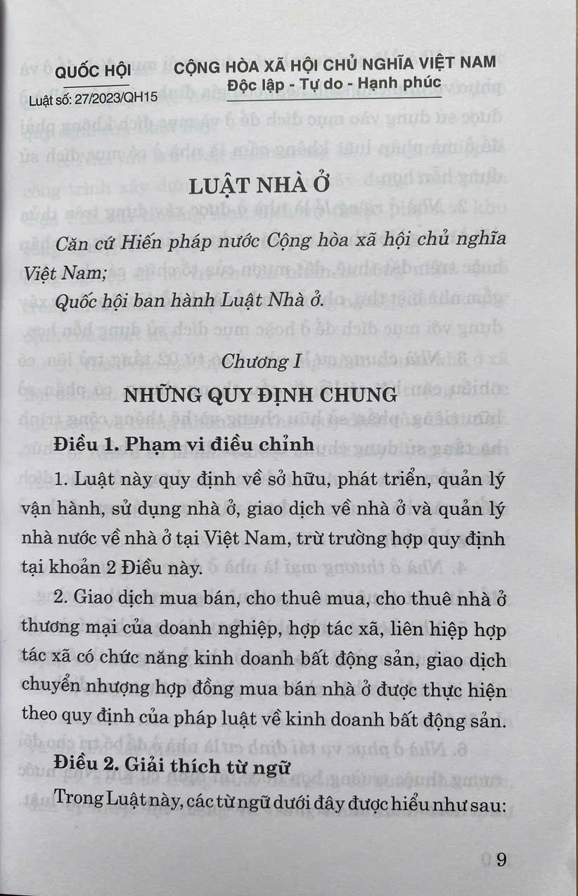 Luật Nhà Ở Năm 2023 ( Sửa đổi, bổ sung năm 2024 )