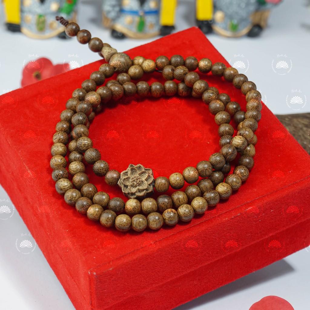 Vòng Tay 108 Hạt Trầm Hương 6ly,7ly, 8ly. Mix Hoa Sen - Chuỗi Tràng Hạt, 6ly,7ly, 8ly