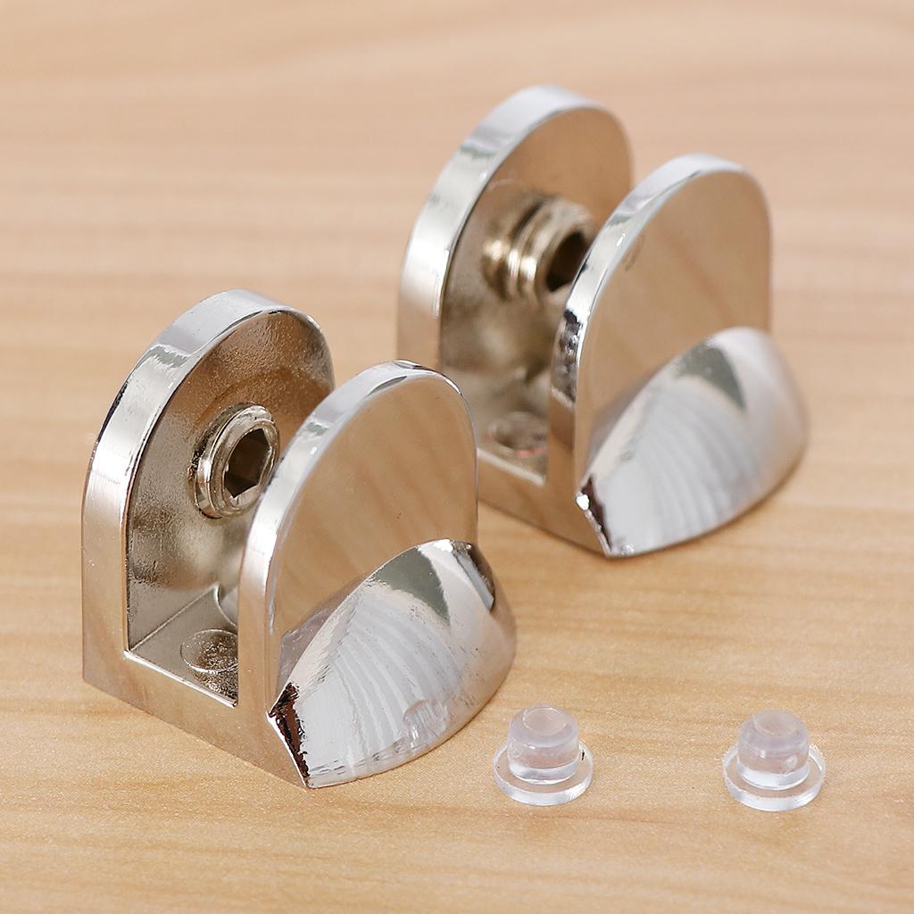 2pcs Fish Mouth Shape Adjustable Glass Clamp Shelf Support Brackets for Bathroom Office Seat Isolation