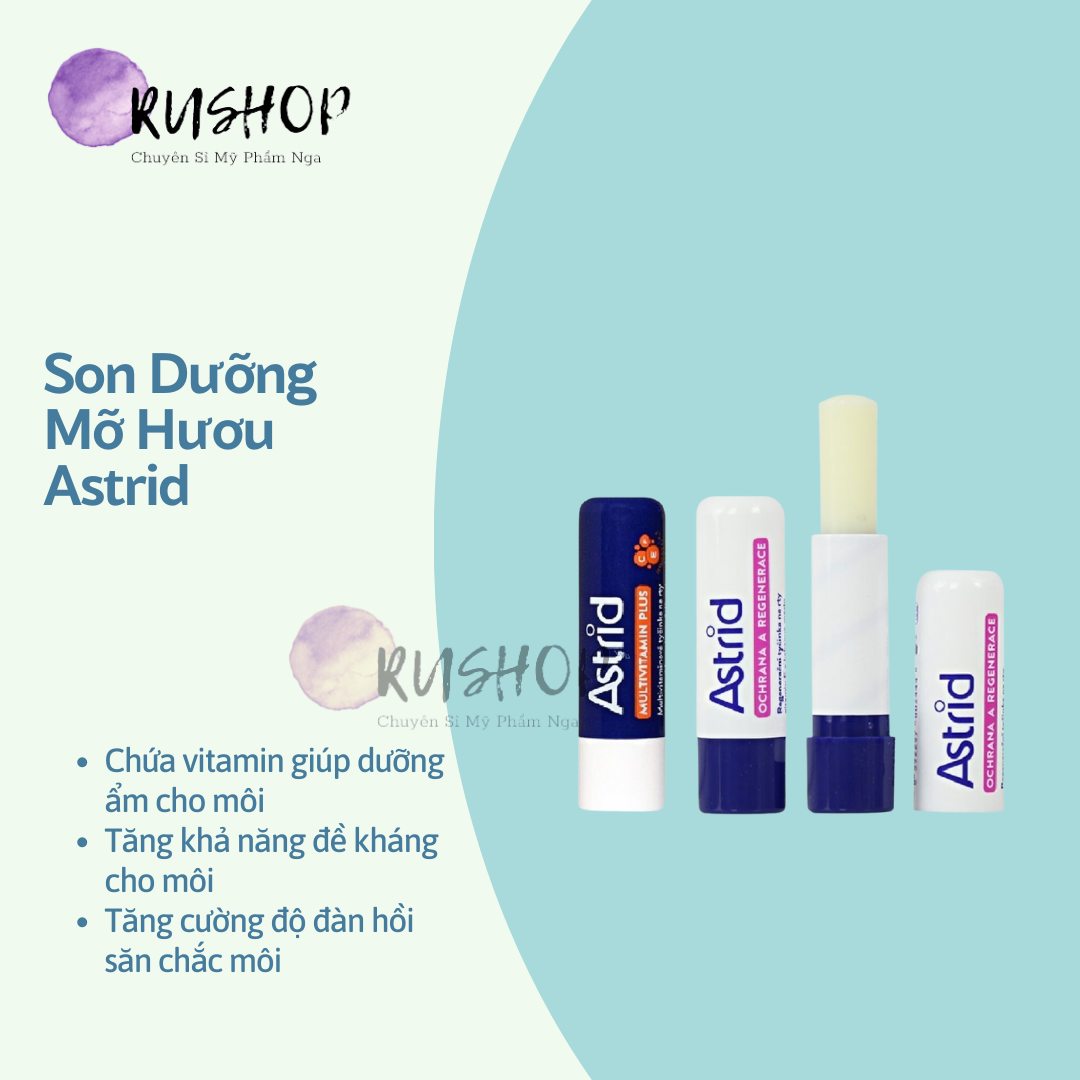 Son dưỡng mỡ hươu Astrid dưỡng và tẩy da chết môi