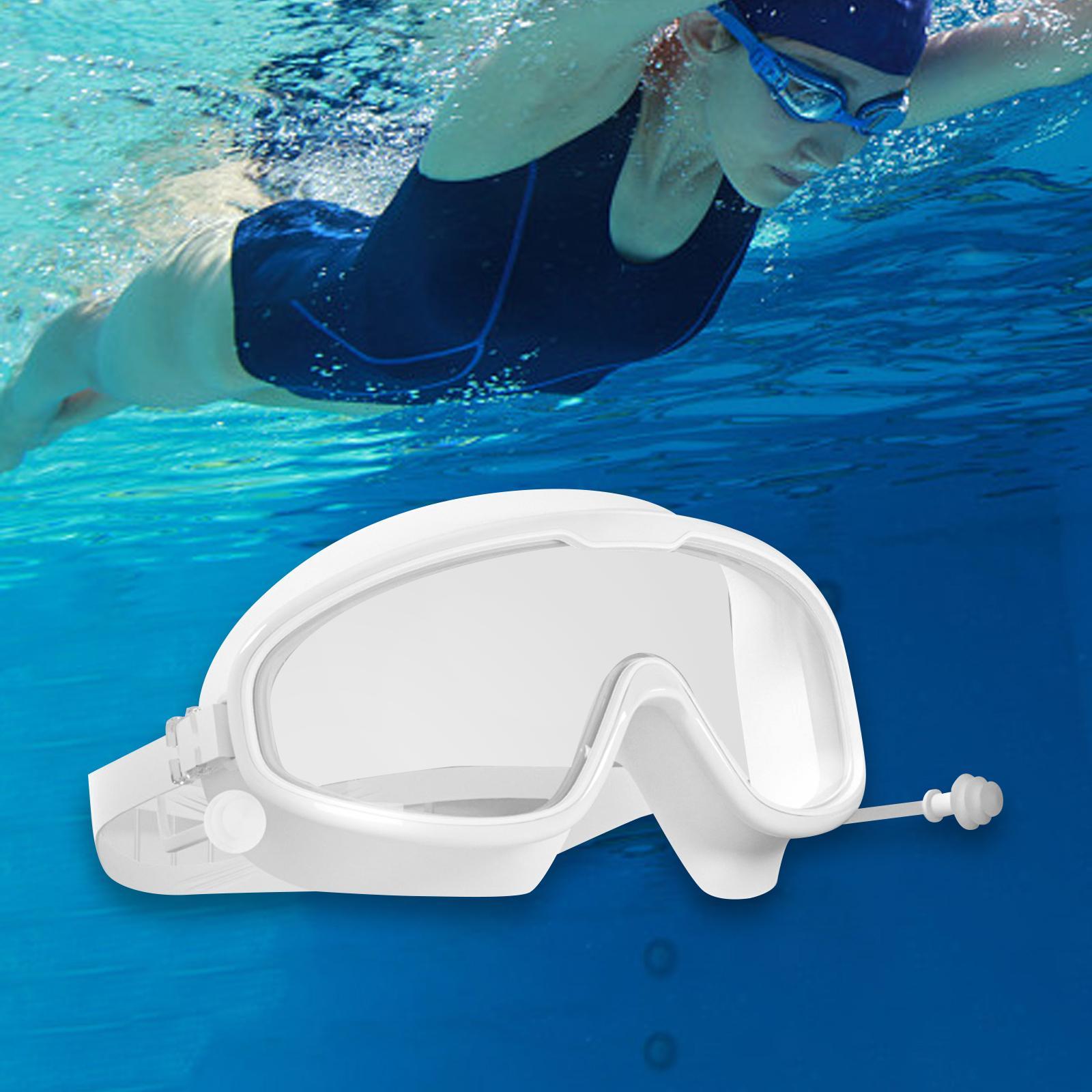 Swimming Goggles Swim Glasses Large Frame Diving Glasses with Earplugs