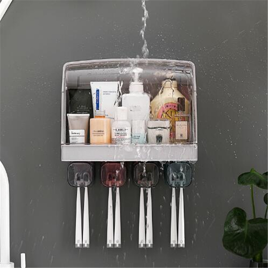 Hộp đựng dụng cụ nhà tắm kèm 4 ly có nắp chắn nước