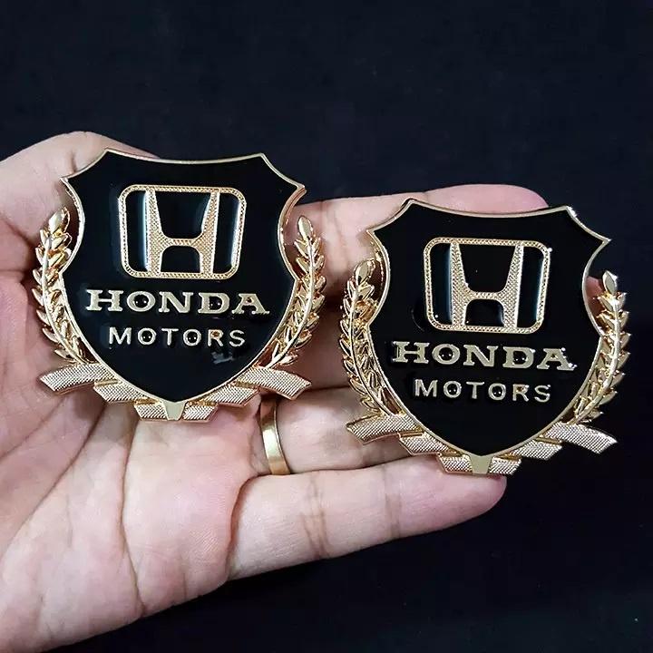 Bộ 2 logo bông lúa nổi Honda dán trang trí Ngoại thất ô tô