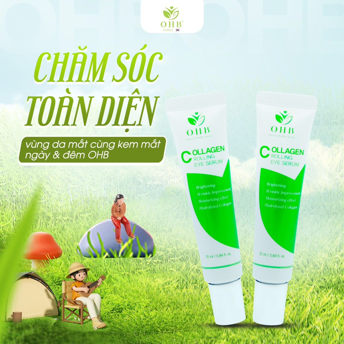 Thanh lăn dưỡng mắt Collagen Rolling Eye Serum OHB MADE IN KOREA.