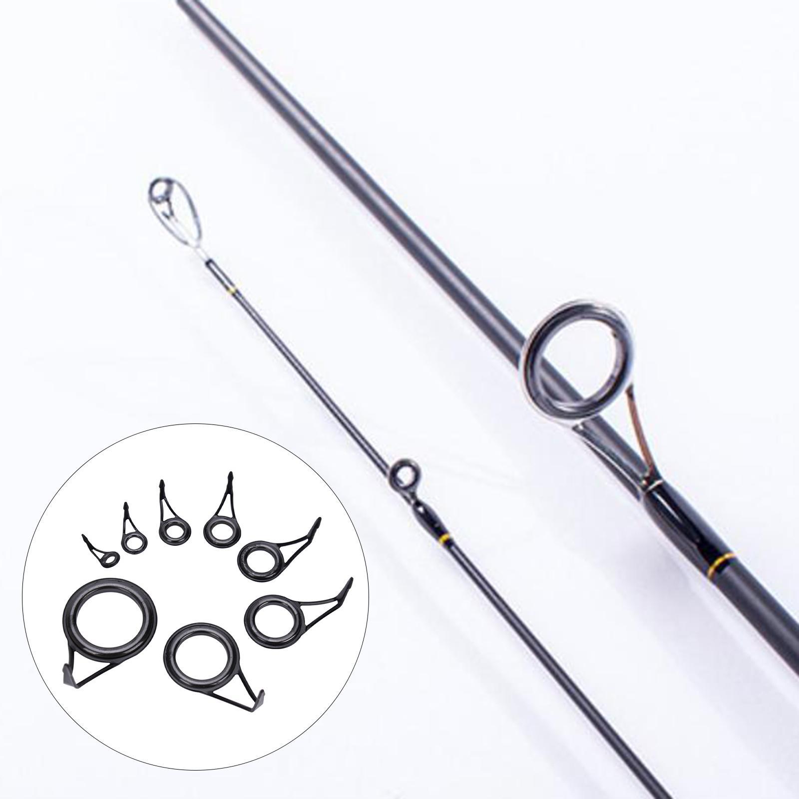 8 Pieces Fishing Rod Eye Rings Fishing Pole Guides Ceramic Tips Repair Ring Rod Repair Replacement