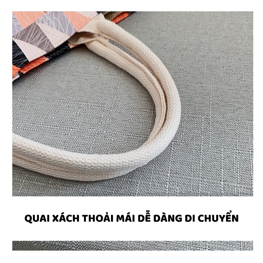 Túi Cói Xách Tay (Túi Tote) To Du Lịch Biển Phối Hình Tam Giác Cầm Tay - Mã XT009