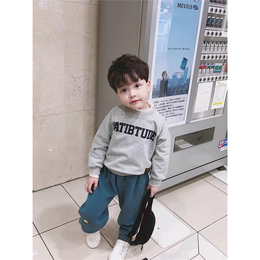 Áo hoodie lót bông in chữ ATIBTUDE cho bé A42H138