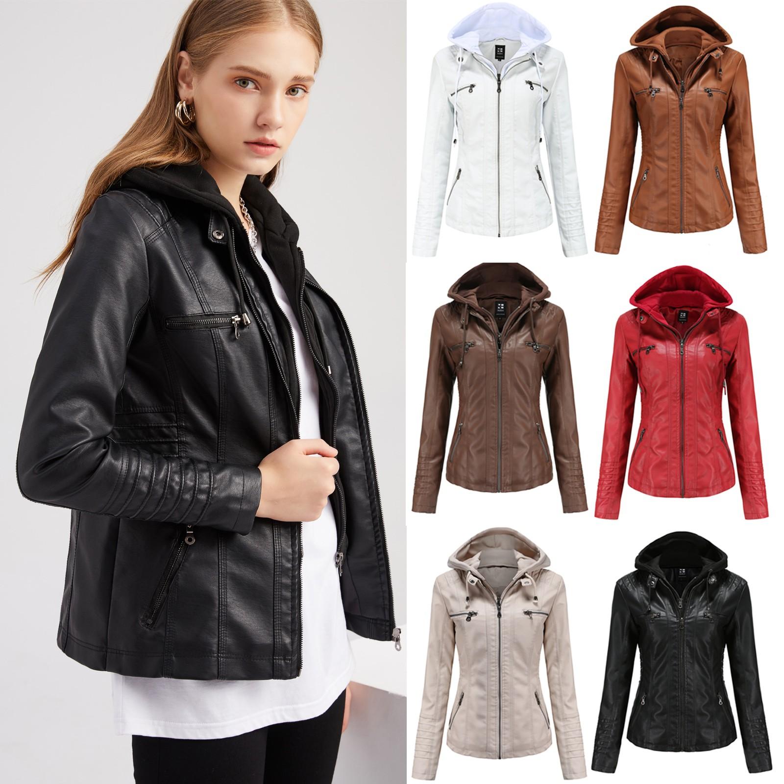 JAYCOSIN 2021 Ôm Nữ Áo Khoác Da Phố Moto Biker Phối Tay Da Nữ Casual Áo Khoác Ngoài Cổ Khóa Kéo Dây Áo Khoác áo Sơ Mi Nam